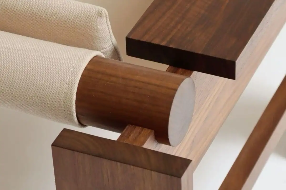 Walnut armchair joint with a canvas sling seat