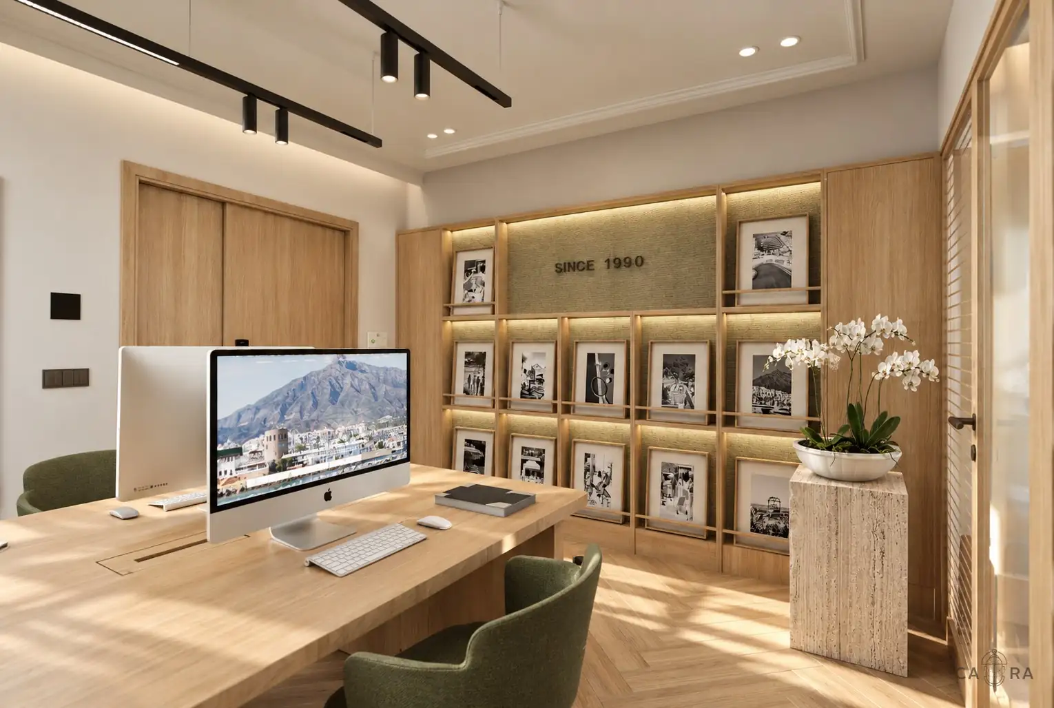 Render of the open-plan office