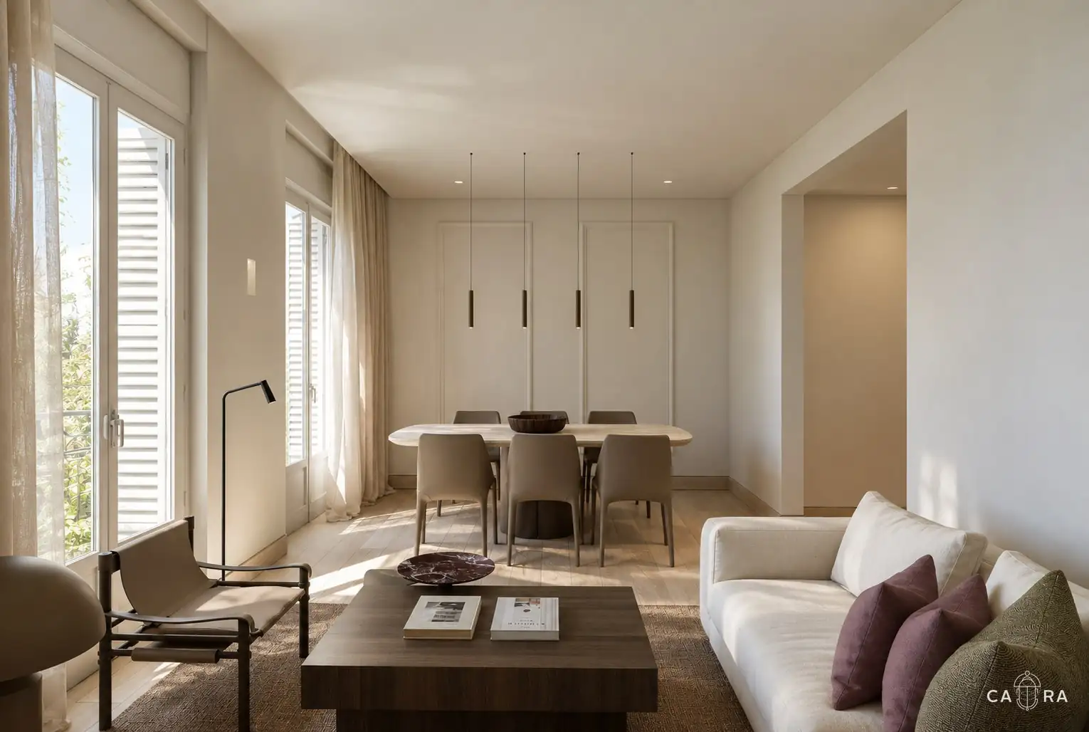 Alcántara Residence living and dining room